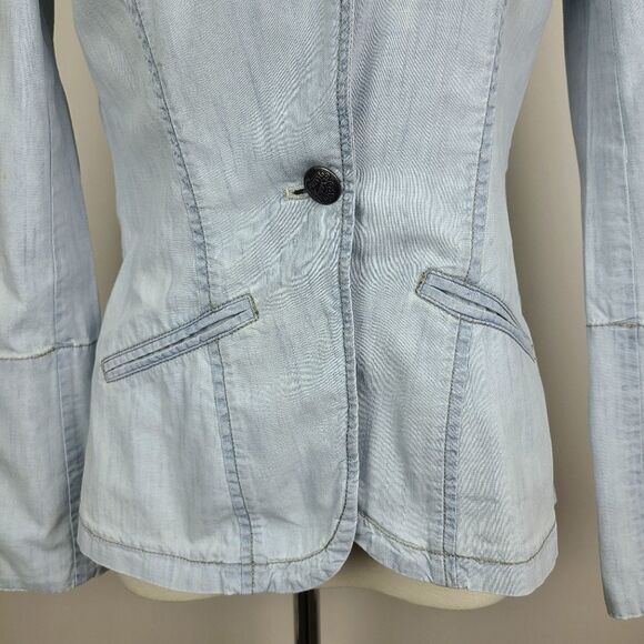 guess Light Wash Denim Jacket Blazer Small - Picture 4 of 16